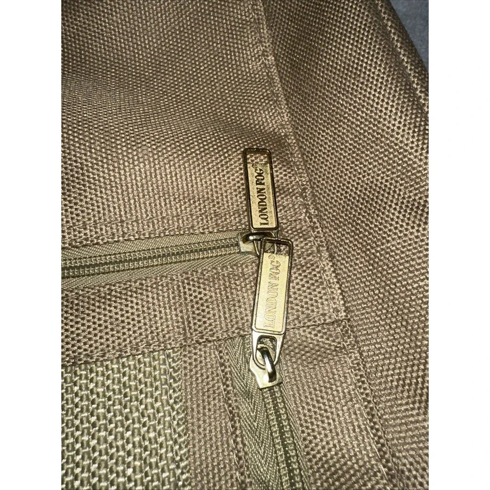 London Fog Messenger Laptop Bag Khaki Canvas W/Shoulder Strap 4 Zipper Pockets